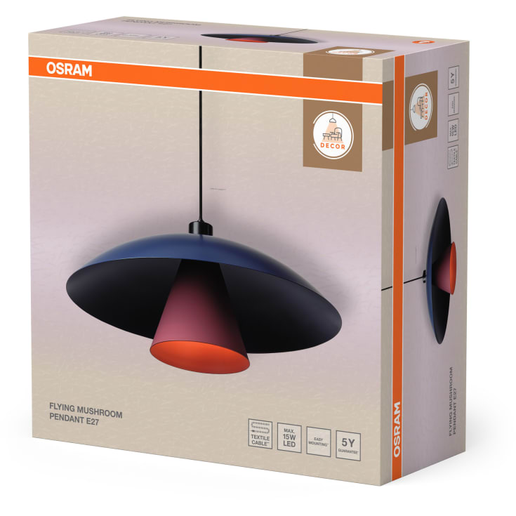 Osram Decor Flying Mushroom pendel, blå/rosa