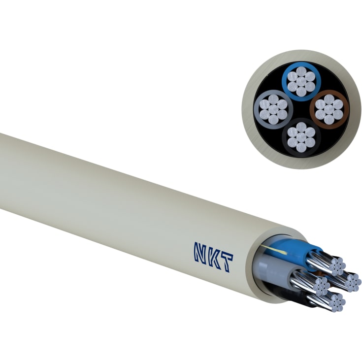 Kabel NOIK-AL/AXQ 90° 4X25 Dca, Lysegrå, afmåles