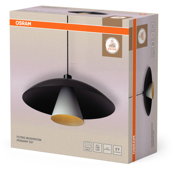 Osram Decor Flying Mushroom pendellampe, sort/hvit