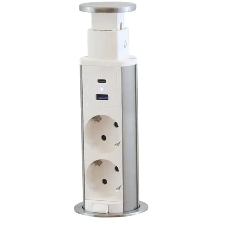 E-Line pop-up grenuttak med 2 uttak og USB A+C, schuko