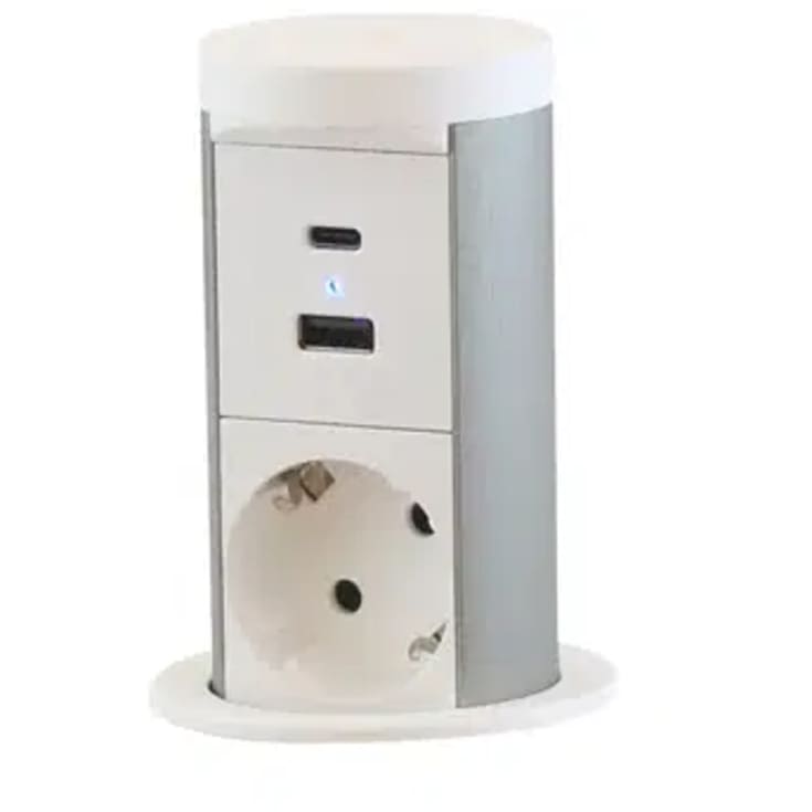 E-Line pop-up grenuttag med 2 uttag & USB A+C, schuko