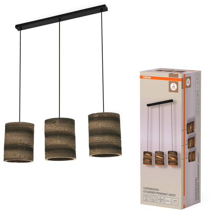 OSRAM DECOR Cardboard Cylinder Pendant 3XE27 brun