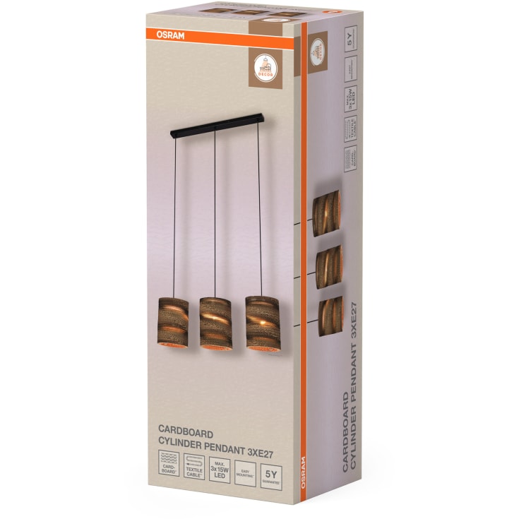 OSRAM DECOR Cardboard Cylinder Pendant 3XE27 brun