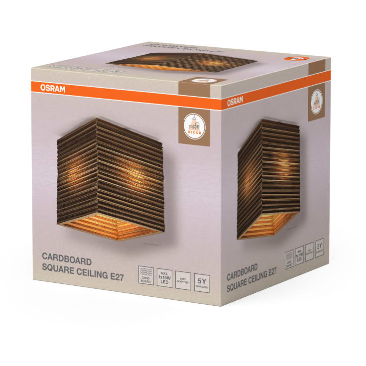 OSRAM DECOR Cardboard Square Ceiling 1XE27 brun