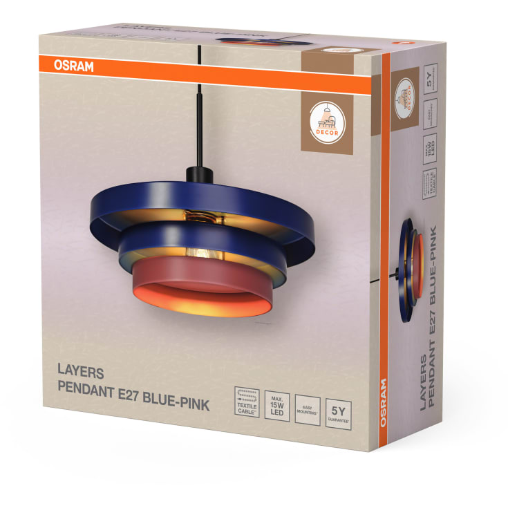 Osram Decor Layers pendellampa, blå/rosa