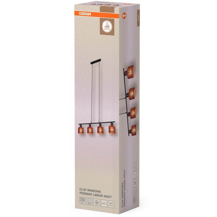 OSRAM DECOR Clay Windows Pendant Plate Linear 4XE27
