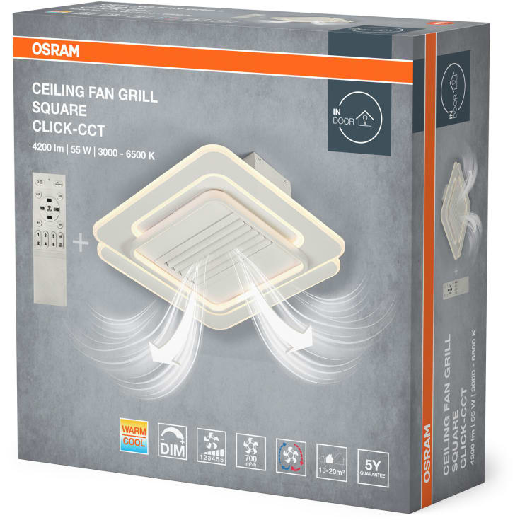 OSRAM Ceiling Fan Grill Ring 55W CCT hvid