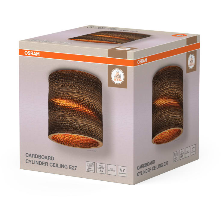 OSRAM DECOR Cardboard Cylinder Ceiling 1XE27 brun