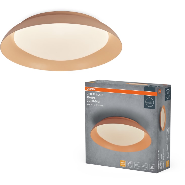 Osram Orbis Plate loftlampe, Ø48 cm, rosa