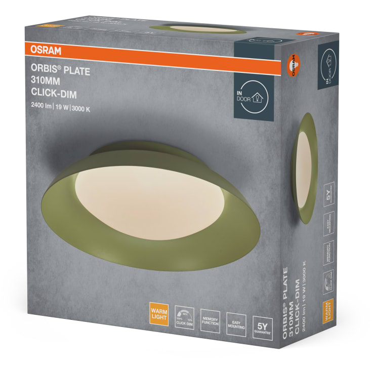 Osram Orbis Plate loftlampe, Ø31 cm, grøn