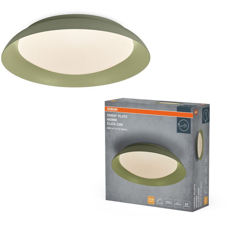 Osram Orbis Plate loftlampe, Ø48 cm, grøn