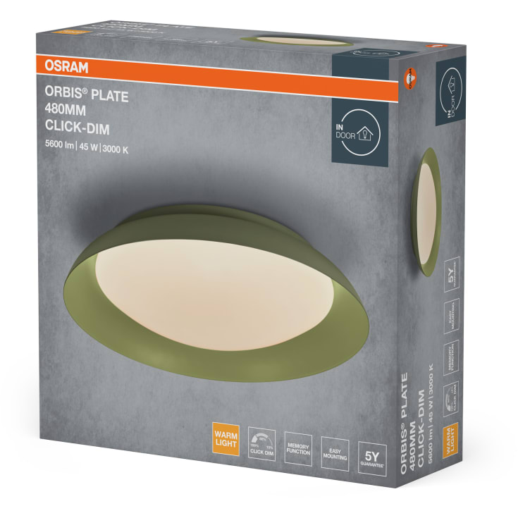 Osram Orbis Plate loftlampe, Ø48 cm, grøn