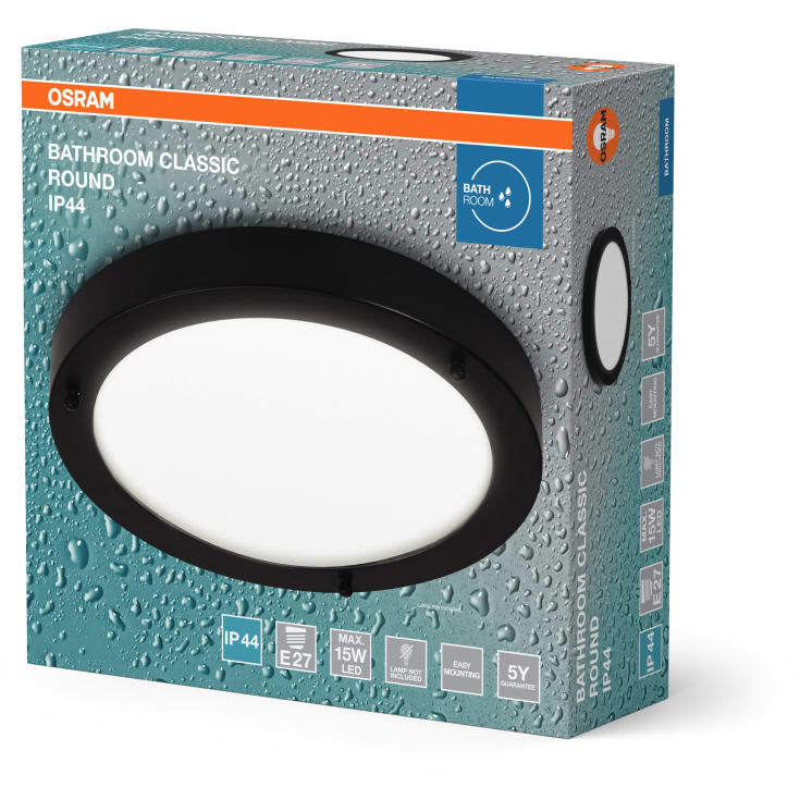 OSRAM Bathroom Classic Round Ceiling E27 IP44 280mm sort