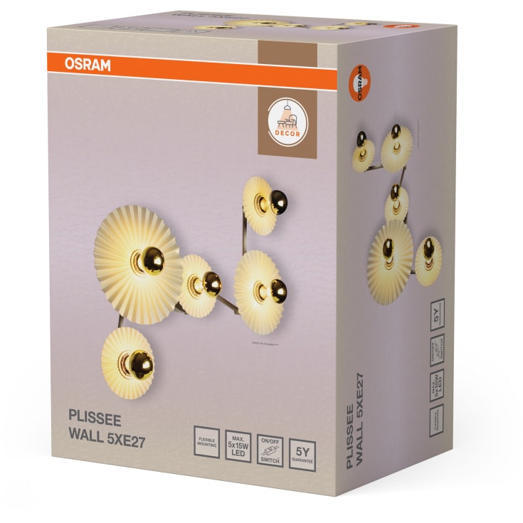 Osram Decor Plissee væglampe, beige