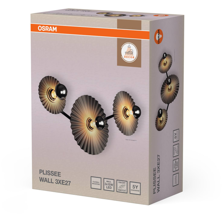 Osram Decor Plissee vegglampe, grå