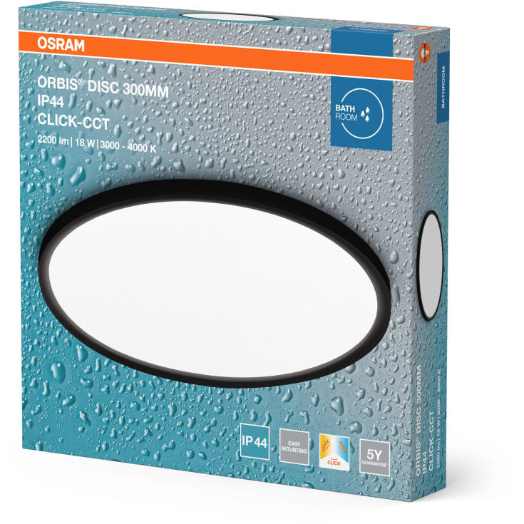 Osram Orbis Disc taklampe, 3000–4000K, 18W, sort