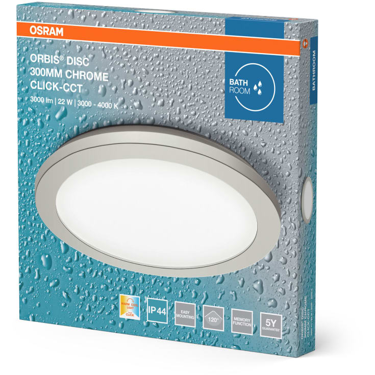 Osram Orbis Disc taklampe, 3000–4000K, 22W, krom