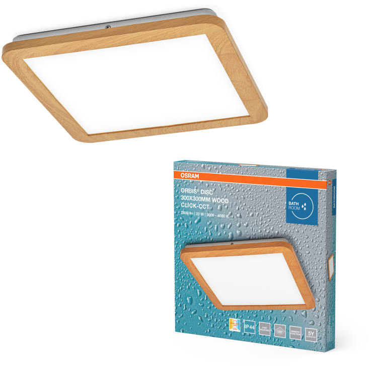 Osram Orbis Disc plafond, 3000–4000K, 22W, trä