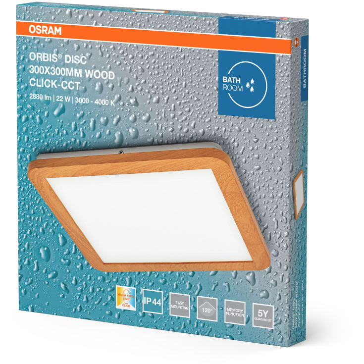 Osram Orbis Disc loftlampe, 3000-4000K, 22W, træ