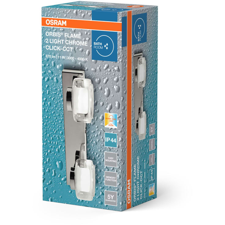 Osram Orbis Flame speillampe, 3000–4000K, krom, 30 cm