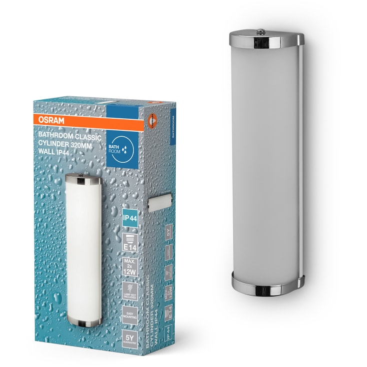 OSRAM Bathroom Classic Cylinder Wall 2xE14 IP44 320mm krom