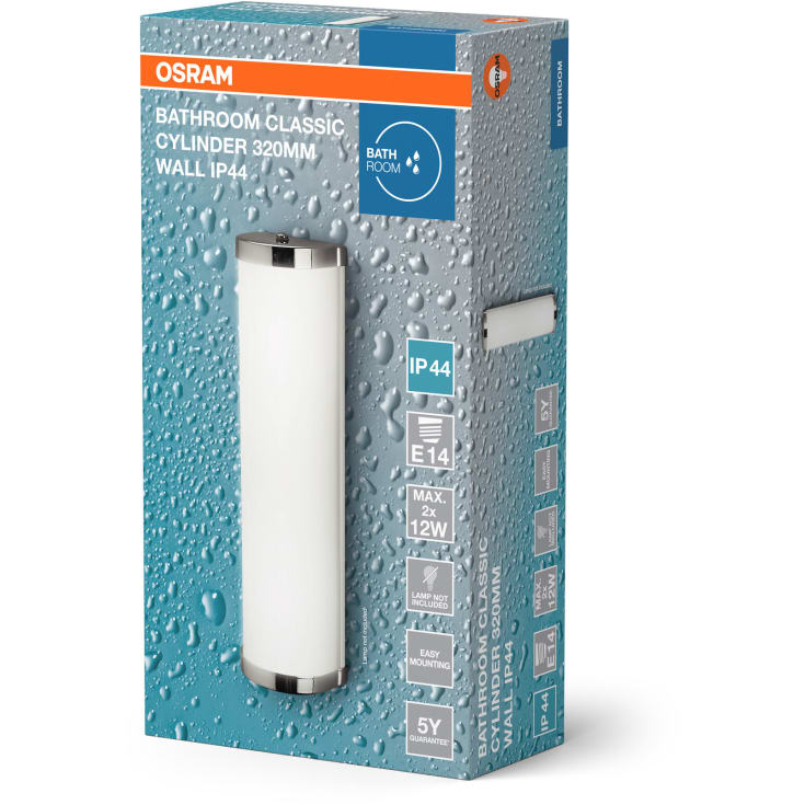 OSRAM Bathroom Classic Cylinder Wall 2xE14 IP44 320mm krom
