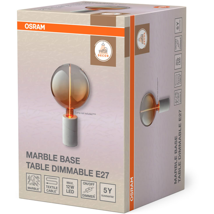 OSRAM DECOR Marble Base Table Dim E27 hvid