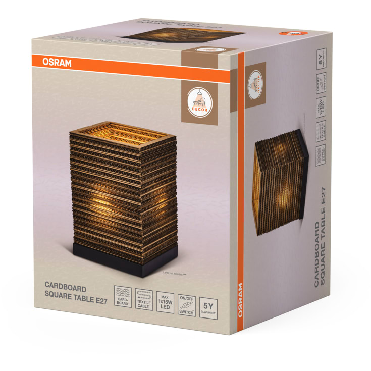 OSRAM DECOR Cardboard Square Table 1XE27 brun