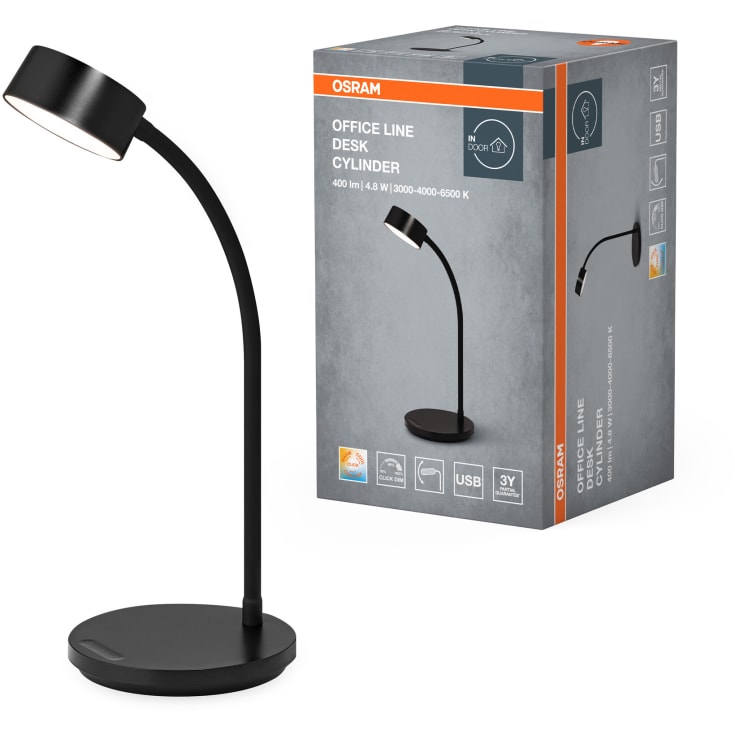 Osram Office Cylinder skrivbordslampa, svart