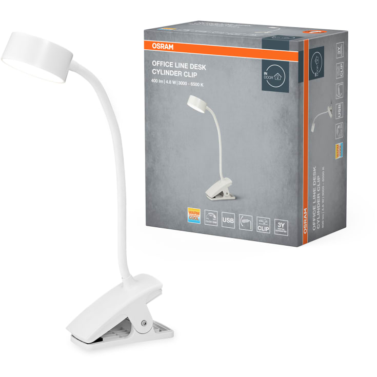 Osram Office Cylinder klemlampe, hvit