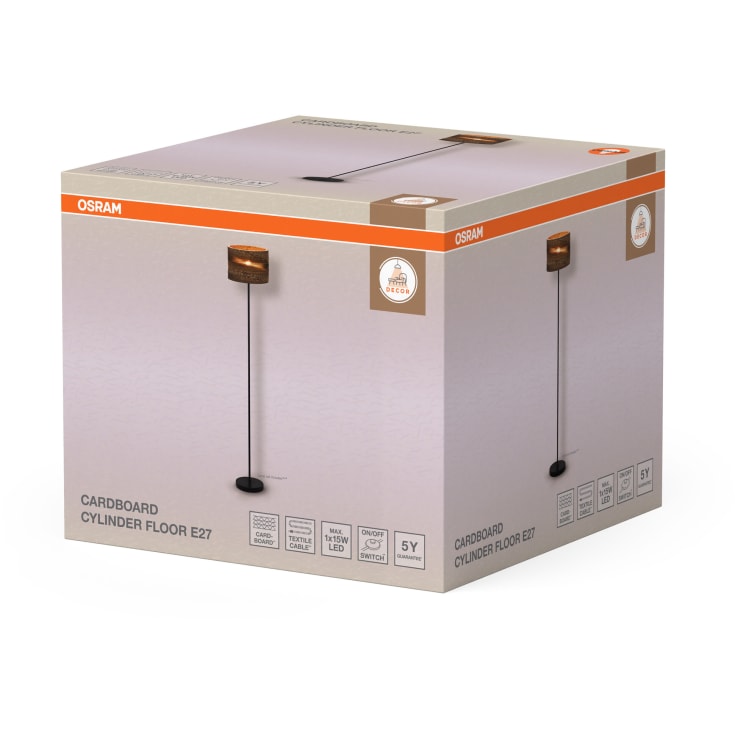 OSRAM DECOR Cardboard Cylinder Floor 1XE27 brun