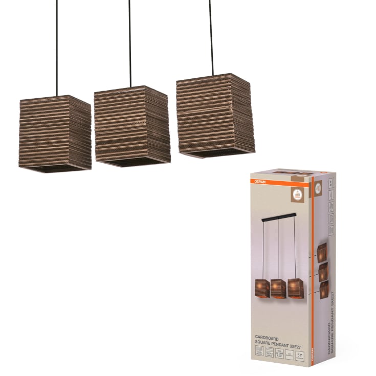 OSRAM DECOR Cardboard Square Pendant 3XE27 brun