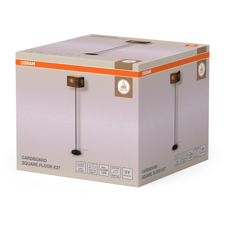 OSRAM DECOR Cardboard Square Floor 1XE27 brun