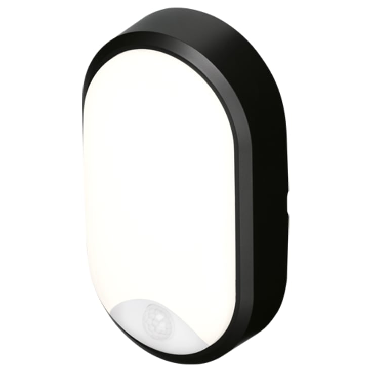 4lite Pylus Oval udendørs væglampe med sensor, sort