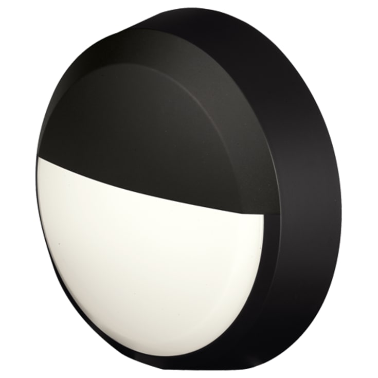 4lite Pylus Round utomhus vägglampa, halvskärm, svart