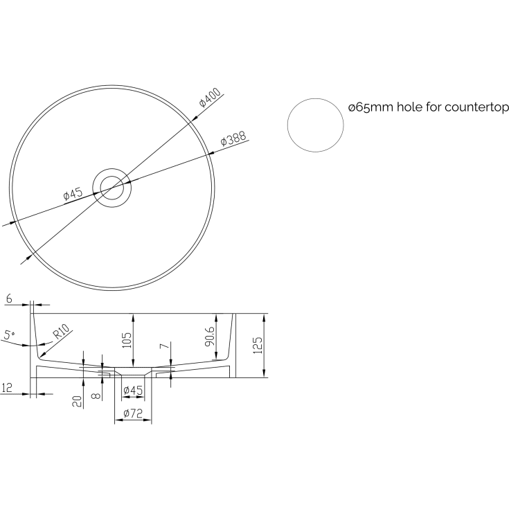 Copenhagen Bath Stockholm servant, Ø40 cm, hvit matt