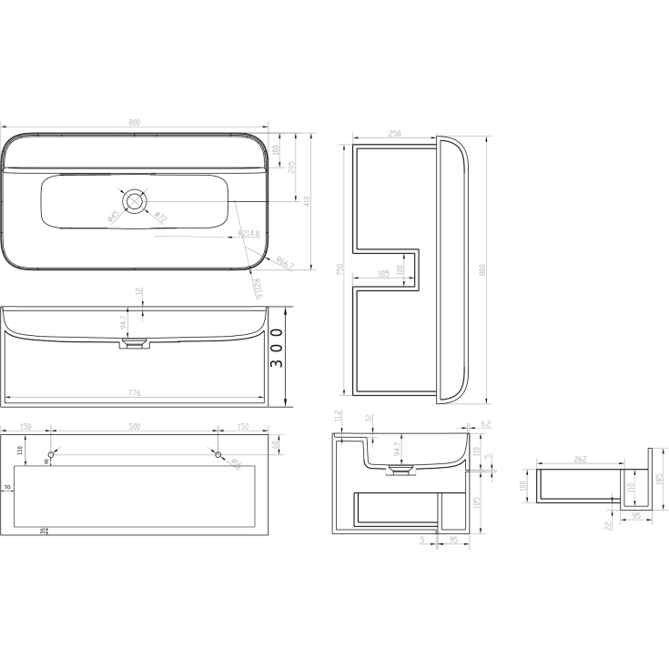 Copenhagen Bath Yuno CA 80 servant, 80x41 cm, med 1 skuff, hvit matt