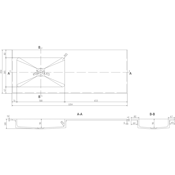 Copenhagen SQ2 120 møbelservant, venstre, 120x45 cm, hvit matt