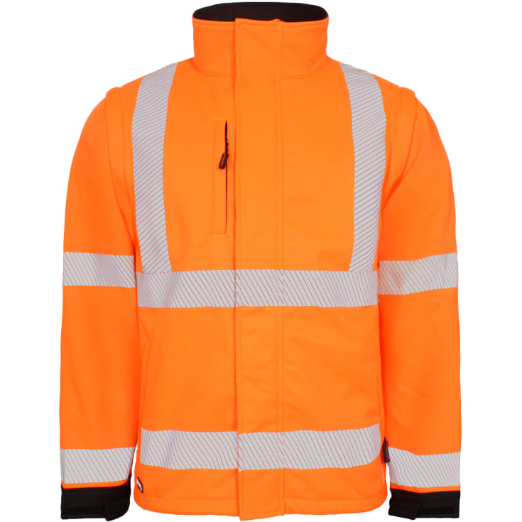 Lyngsøe 2-i-1 softshelljakke, Hi-Vis Orange/Sort, 2XL