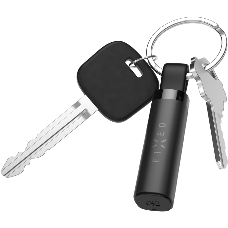 Fixed nøkkelring med tracker, Apple Find My, svart