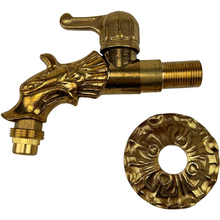 Aftaphane ½" med vingegreb, L 130mm. Messing, poloret, dyretud