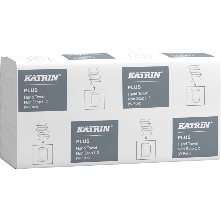 Katrin håndklær 100484 Plus, W-fold, 2-lags, hvite, 133 ark