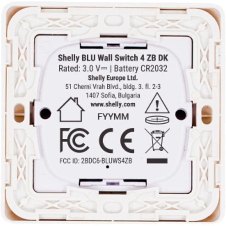 Shelly Blu batteritryk med 4 slutte, Zigbee, hvid