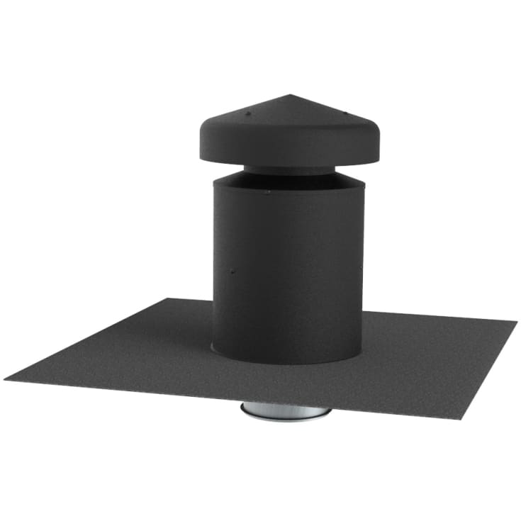 Ventilationshætte Ø125 sort m integreret tagpap isoleret 50 mm