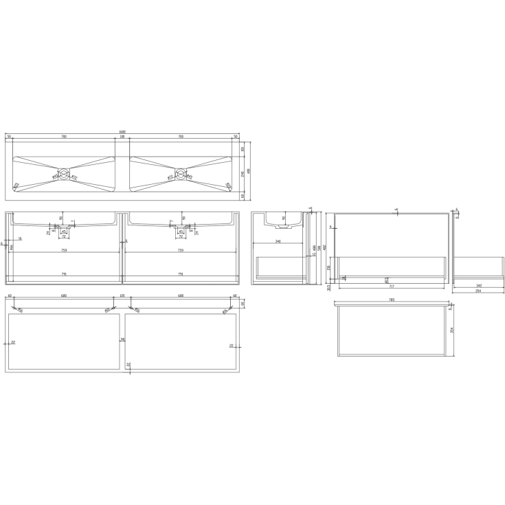 Copenhagen Bath Nexø 160 møbelpakke, dobbel, 160x40 cm, hvit matt