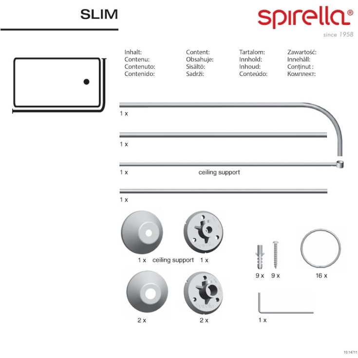 Spirella Slim badeforhængsstang, 170x75 cm, krom