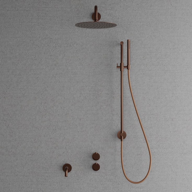 Scandtap Harmonized 6x badkarsblandare med duschset, borstad koppar