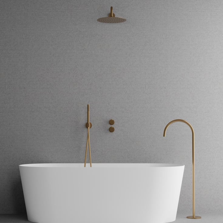 Scandtap Harmonized Bliss 3 badkarsblandare med duschset, borstad mässing