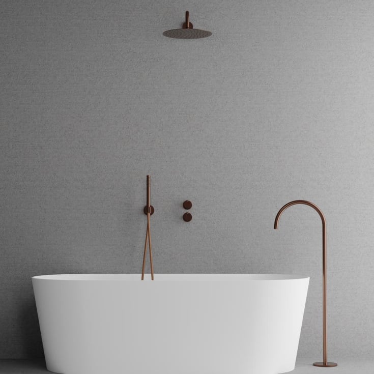 Scandtap Harmonized Bliss 3 badkarsblandare med duschset, borstad koppar