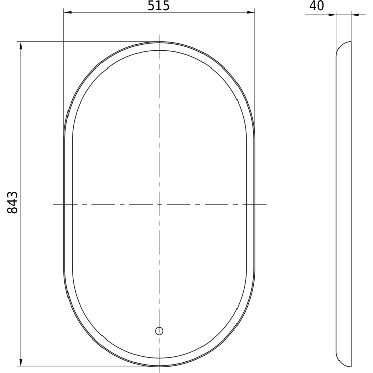 Copenhagen Bath Samsø oval Speil, 84,3x51,5 cm, hvit matt